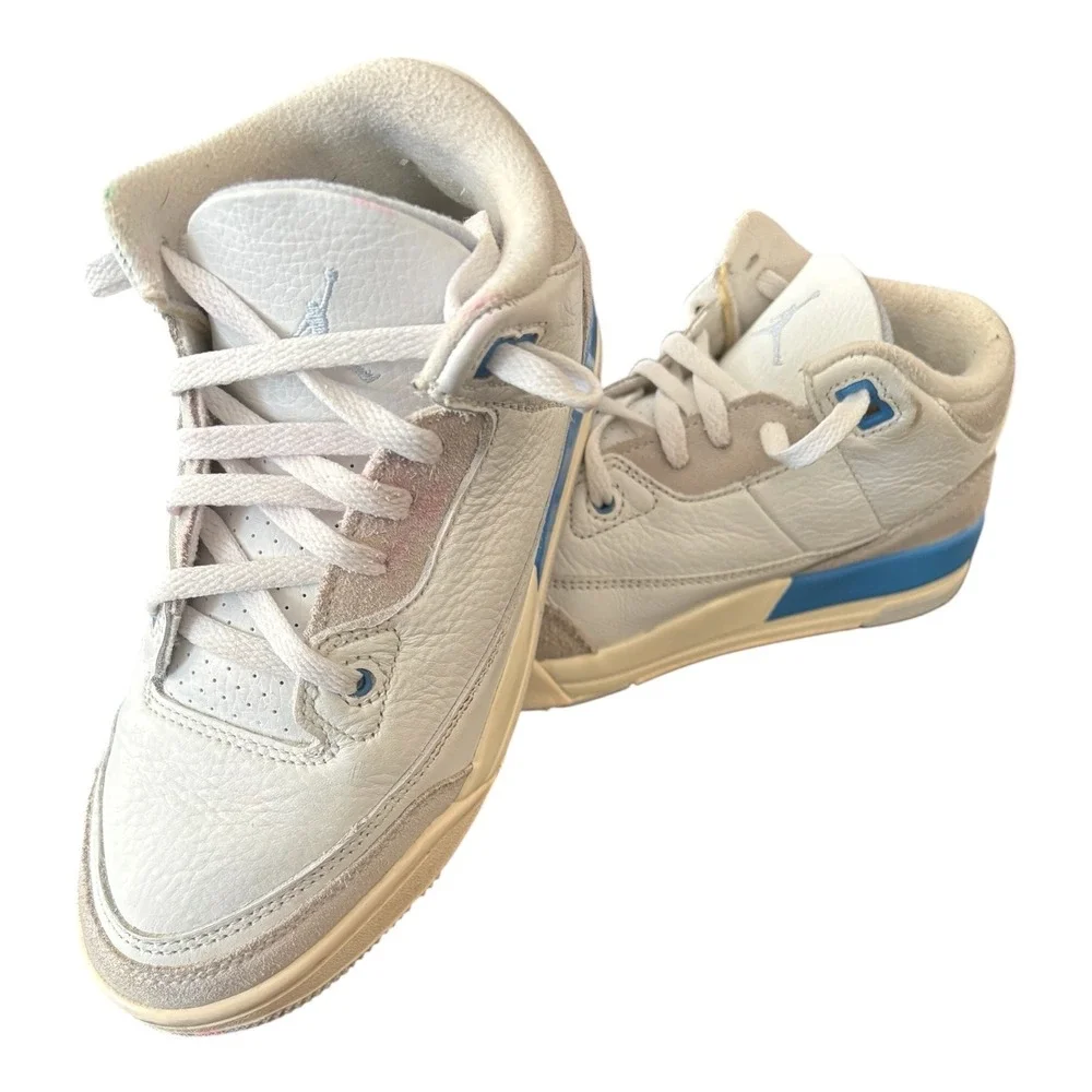 Jordan 3 Retro Midnight Navy White Blue Suede Sneakers‎ DM0966-101 Kids Size 2Y